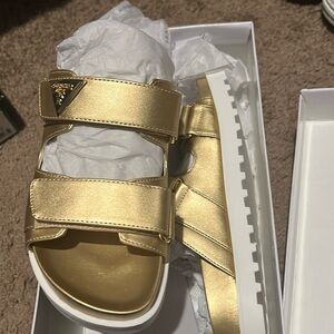 Womems Gold Guess sandals